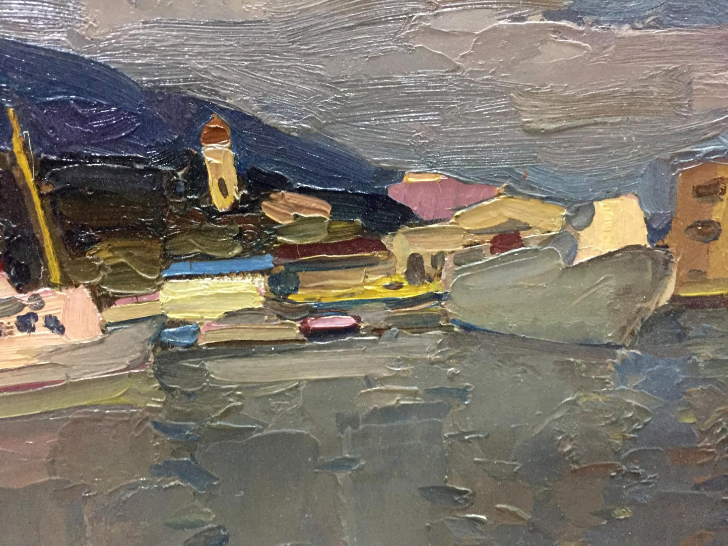 Impressionistic oil painting of Ship Port by Karelin Vyacheslav