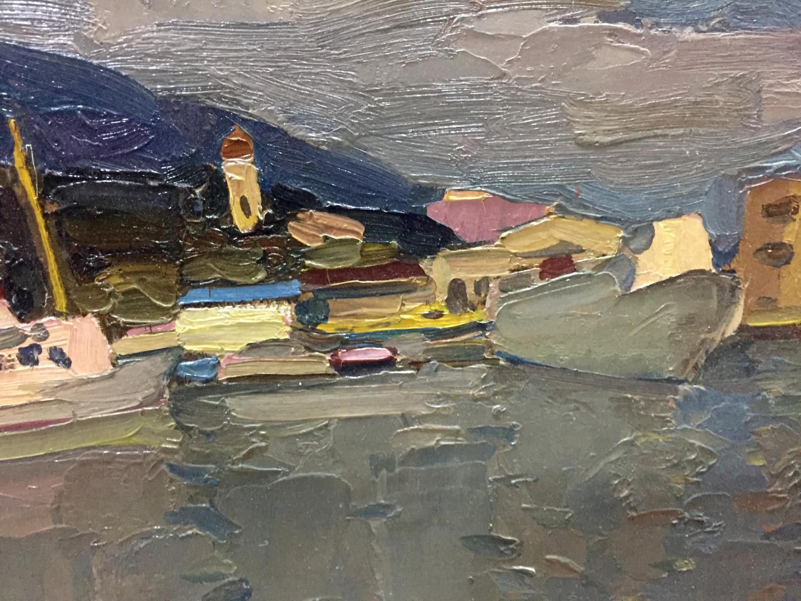 Impressionistic oil painting of Ship Port by Karelin Vyacheslav