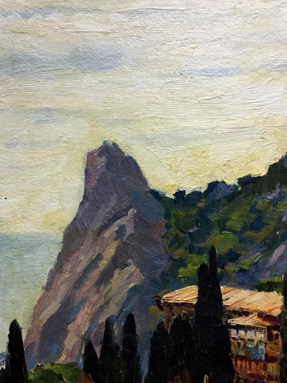Oil painting of Simeiz by Petr Mikhailovich Kolomoitsev