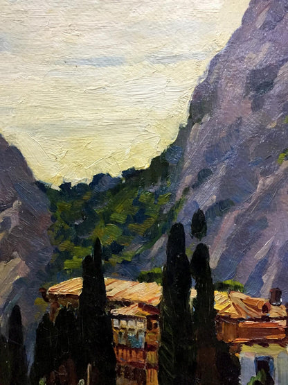 Oil painting of rustic house in Simeiz by Petr Mikhailovich Kolomoitsev