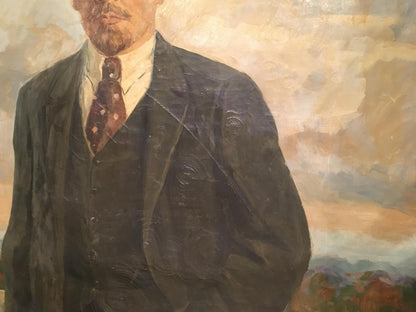 Dark textured oil painting of Lenin by Dzhus Lyudmila Timofeyevna