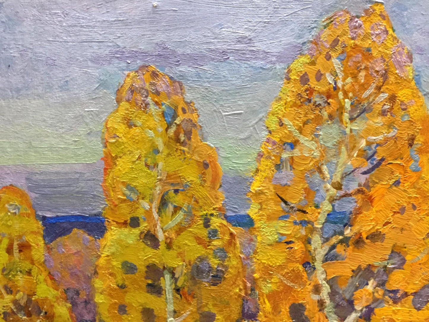 Oil painting Golden Autumn by Grigory Ruban: vibrant yellow trees