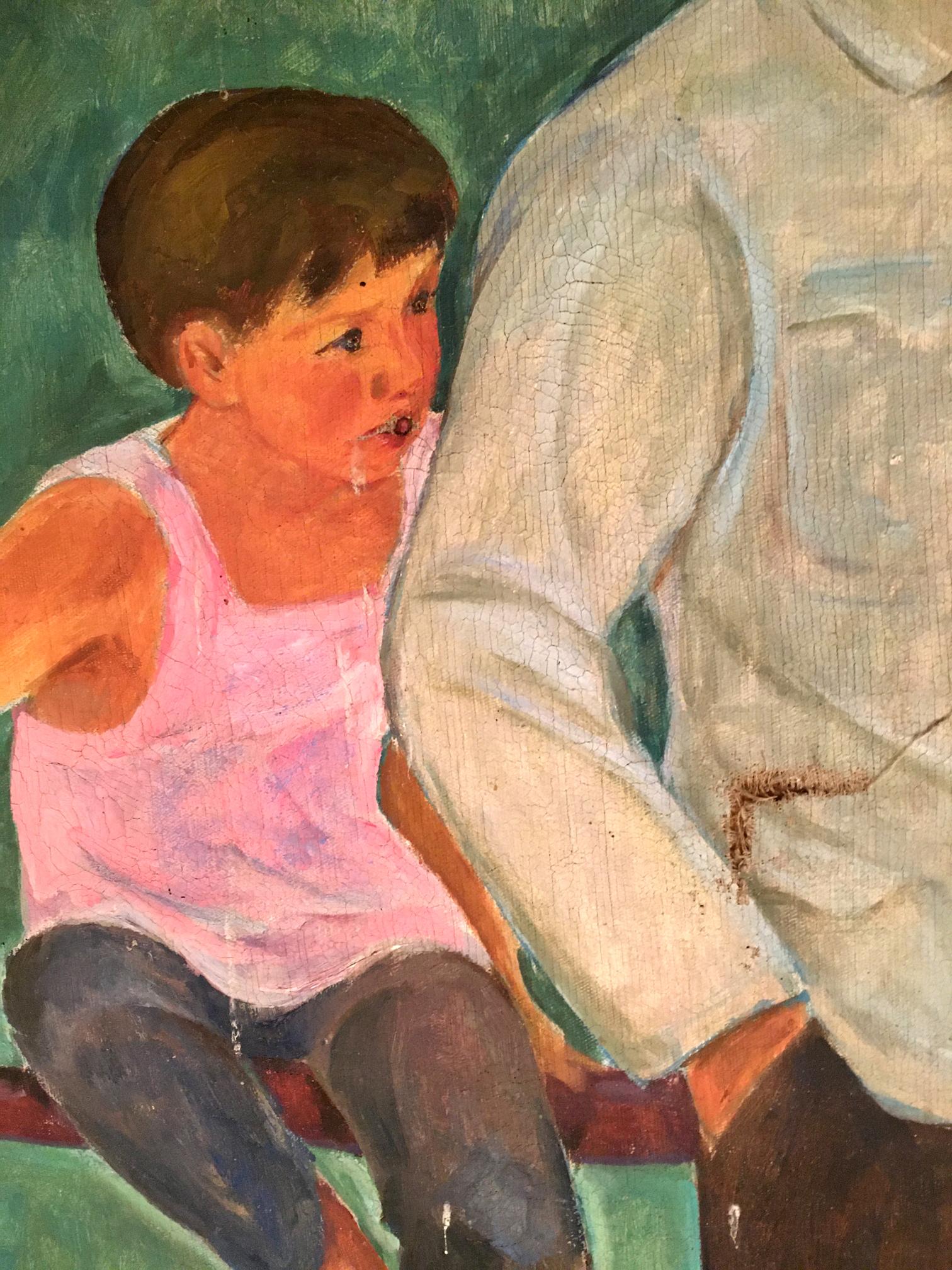 Oil painting portrait of Lenin with boys by Muravyov A. S