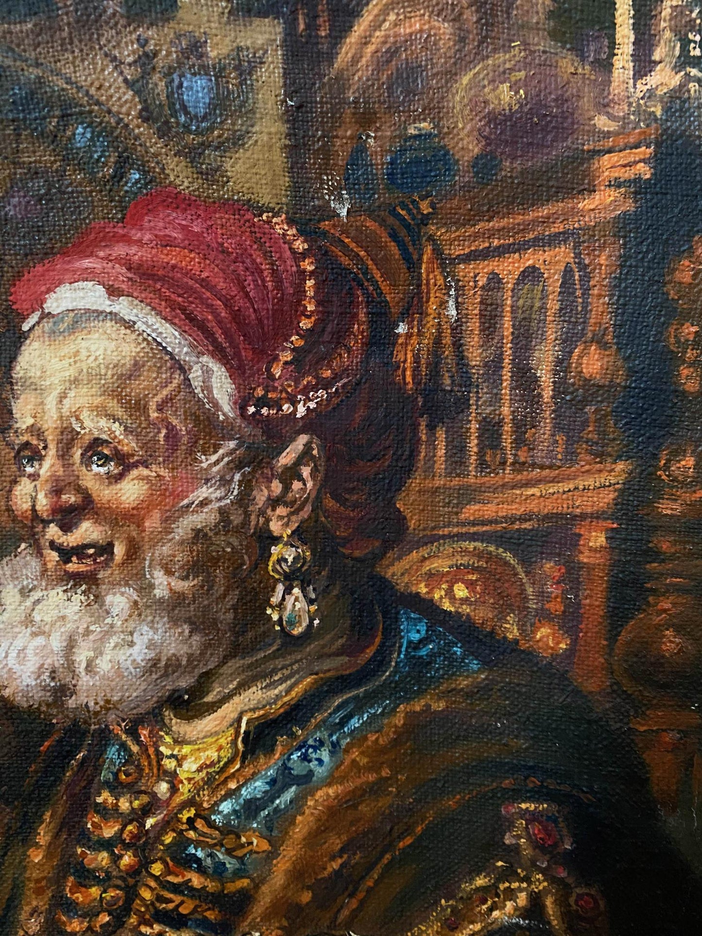Oil painting portrait of elderly man by Alexander Arkadievich Litvinov