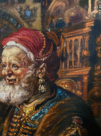 Oil painting portrait of elderly man by Alexander Arkadievich Litvinov