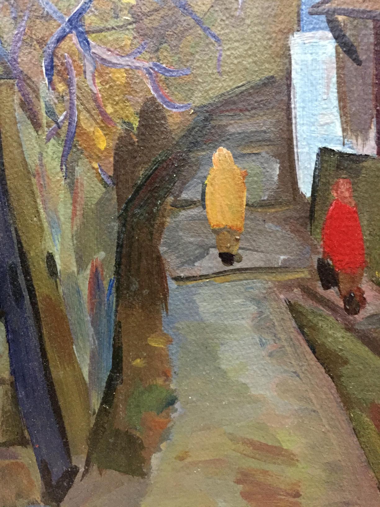 Oil painting by Karelin Vyacheslav Dmitrievich: figures in autumn alley