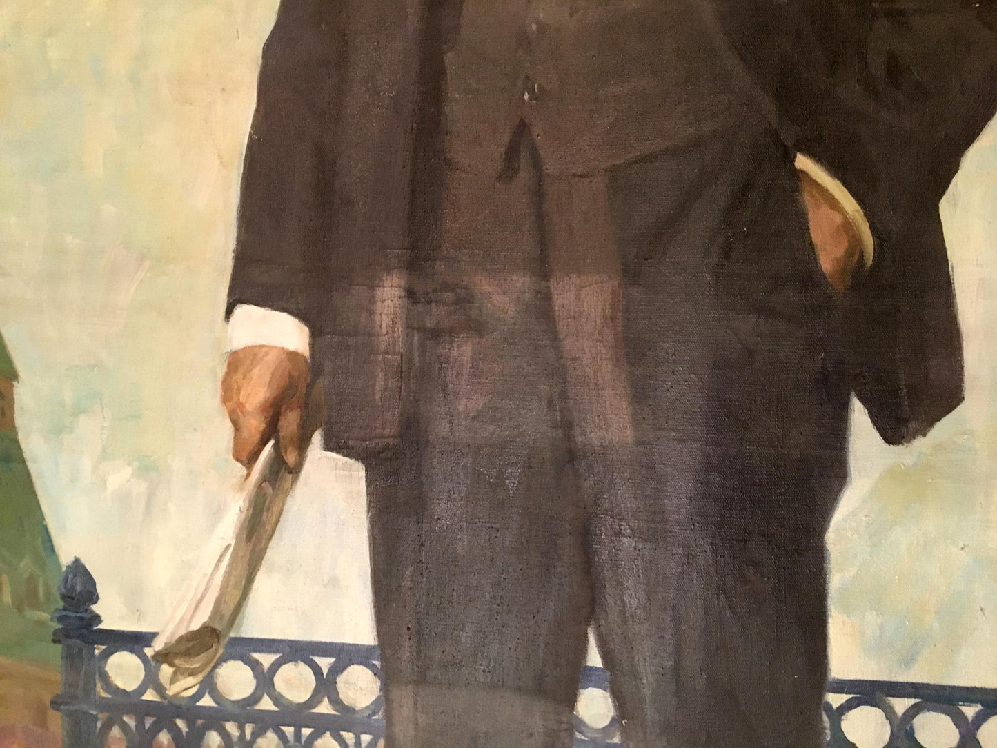 Oil painting portrait of Lenin Soroka Arkady Vasilievich in dark textured suit jacket