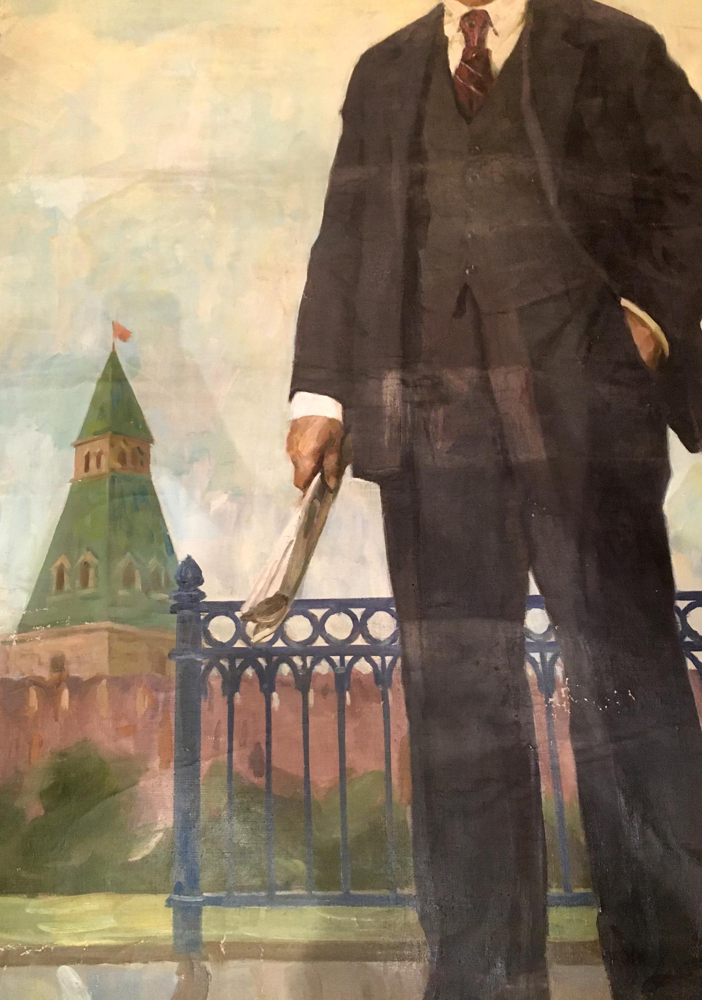 Oil painting portrait of Lenin by Soroka Arkady Vasilievich in suit with papers