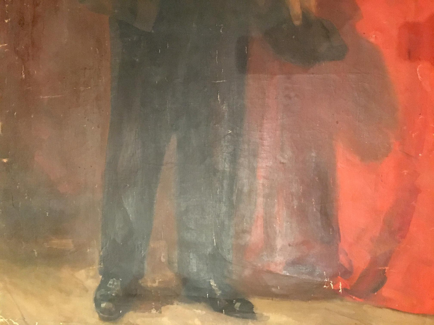 Dark textured oil painting portrait of Lenin Koshtelyanchuk Leonty Filippovich