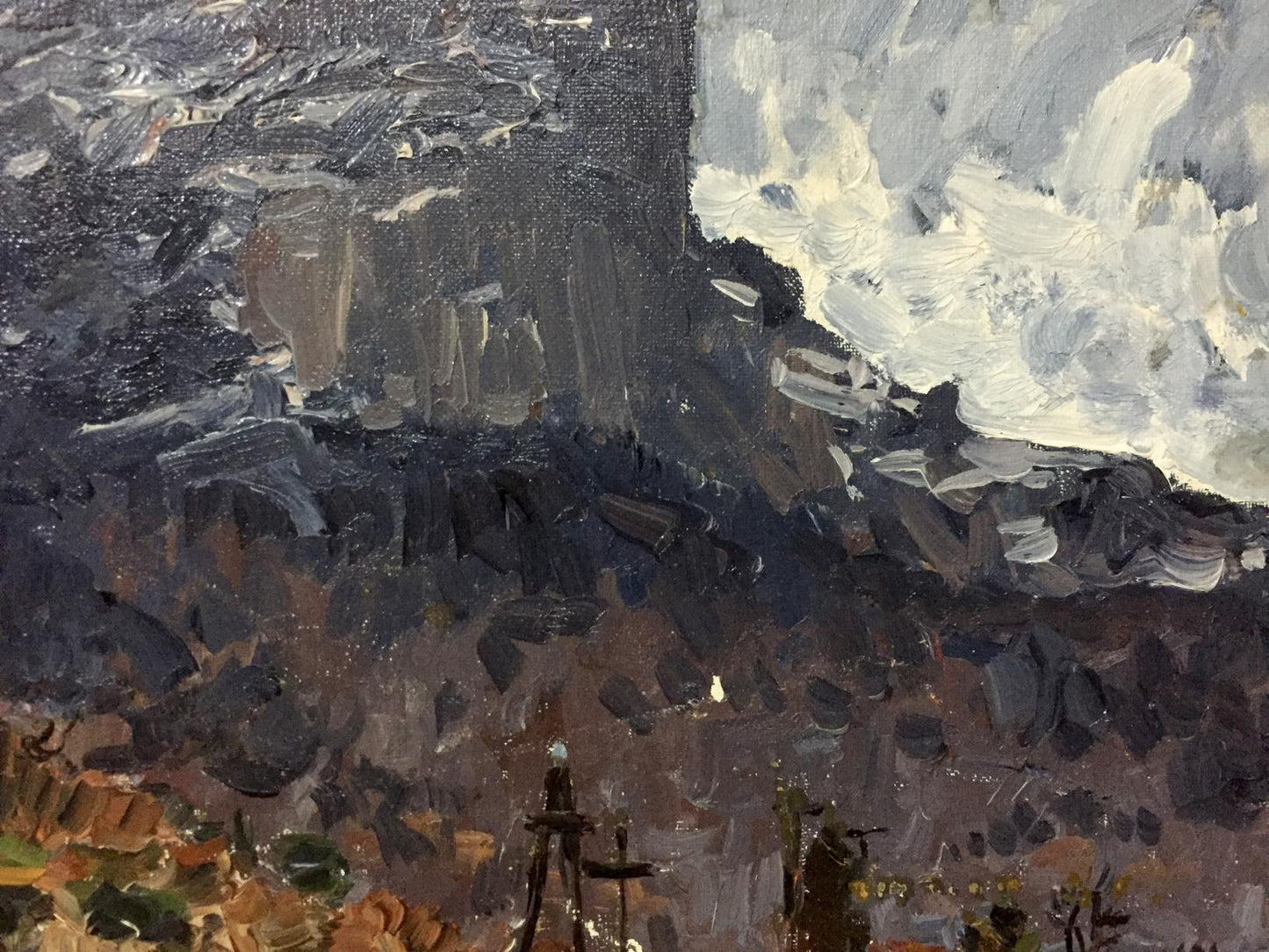 Oil painting of rugged mountains by Petr Kuzmich Stolyarenko