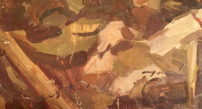 Abstract oil painting Battlefields by Strelov Arkady Efimovich in earthy tones