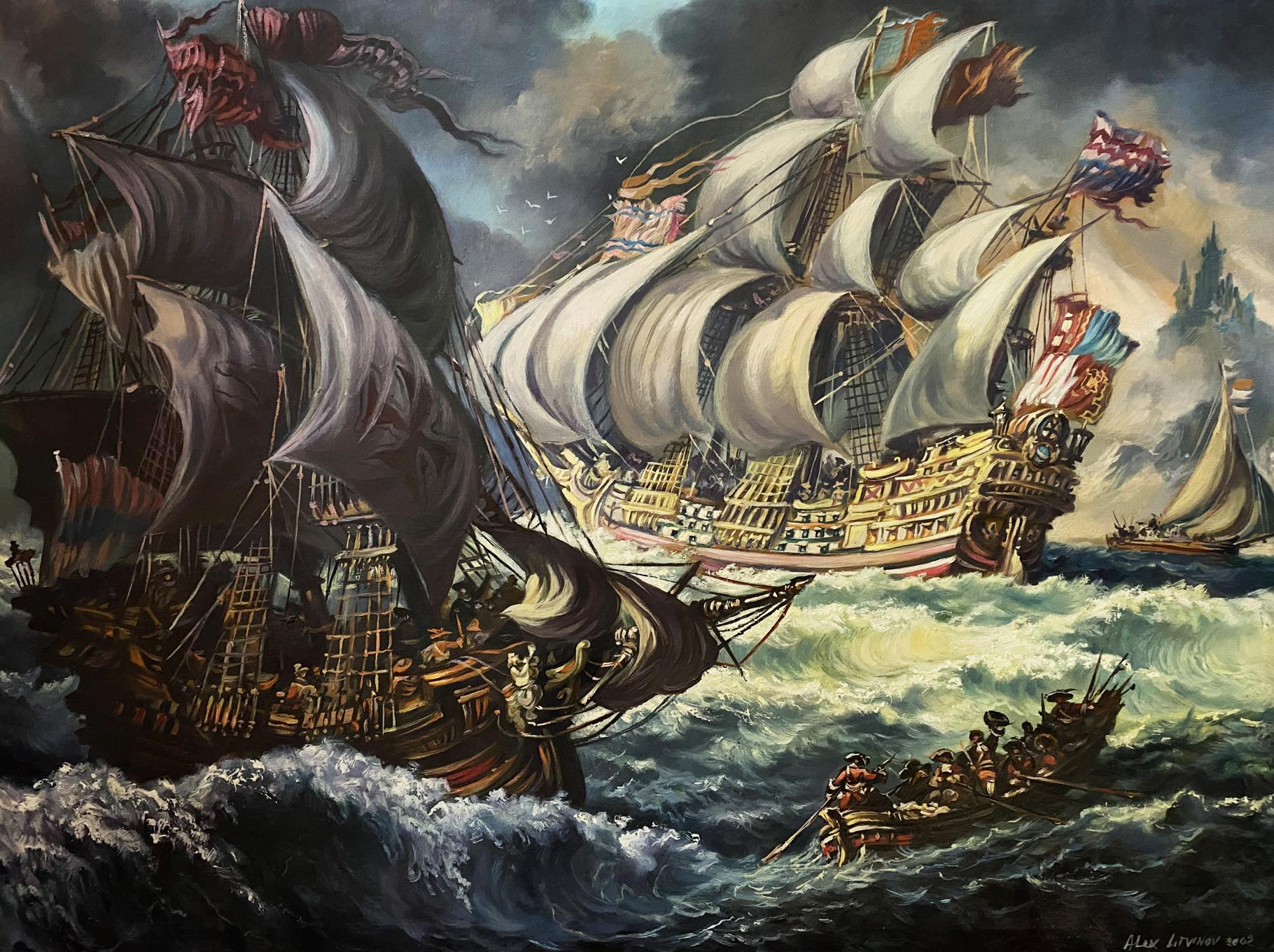 Oil painting 17th century ships buy