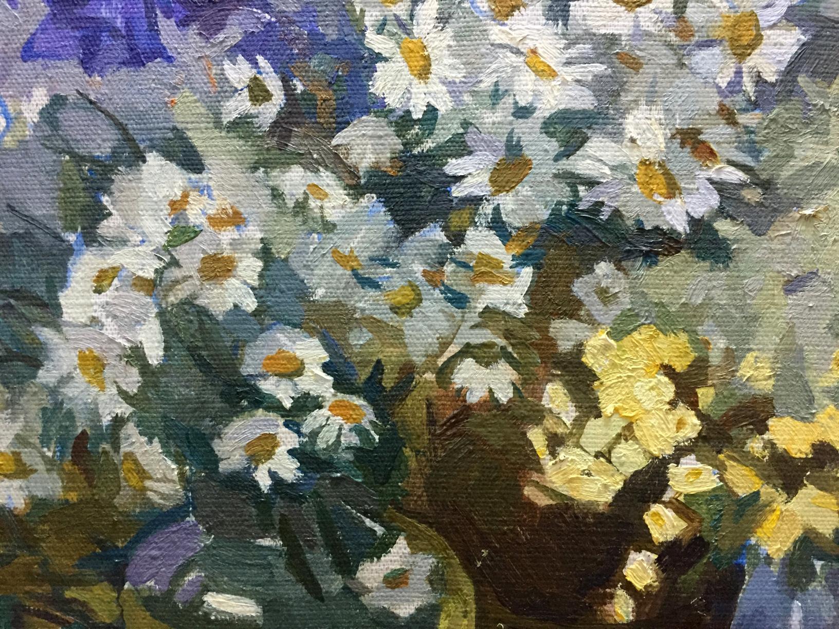 Oil painting Camomile by Yukhno-Gurevich Anna Meerovna: white daisies bouquet