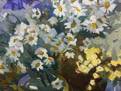 Oil painting Camomile by Yukhno-Gurevich Anna Meerovna: white daisies bouquet