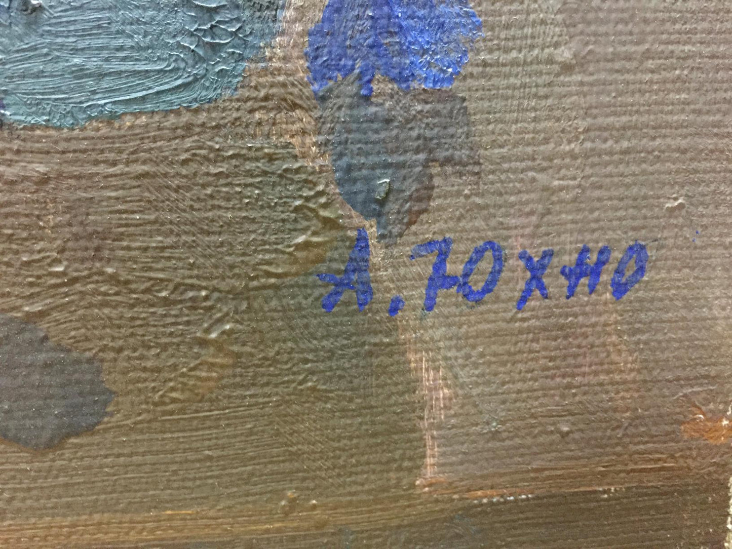 Oil painting Camomile Yukhno-Gurevich Anna Meerovna textured canvas with blue a. signature