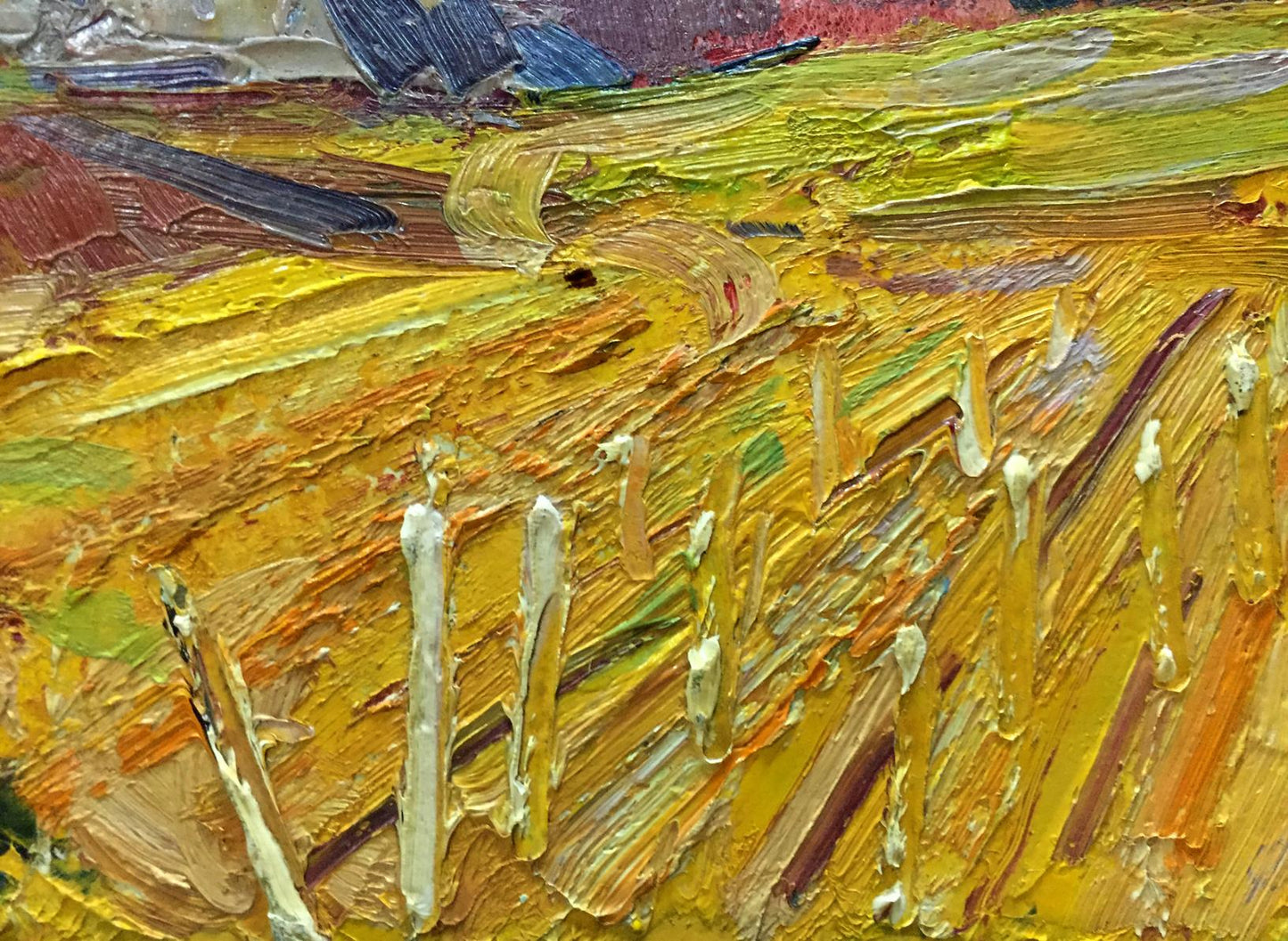 Vibrant oil painting of golden field by Stremsky Alexander Ivanovich