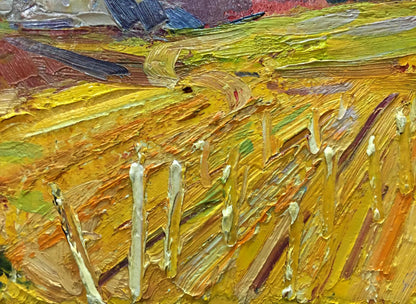 Vibrant oil painting of golden field by Stremsky Alexander Ivanovich