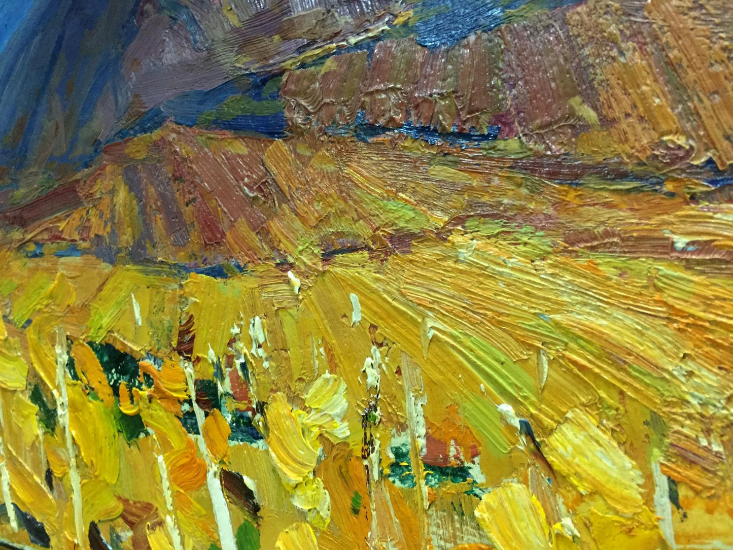 Vibrant impressionist oil painting by Stremsky Alexander Ivanovich: golden wheat fields