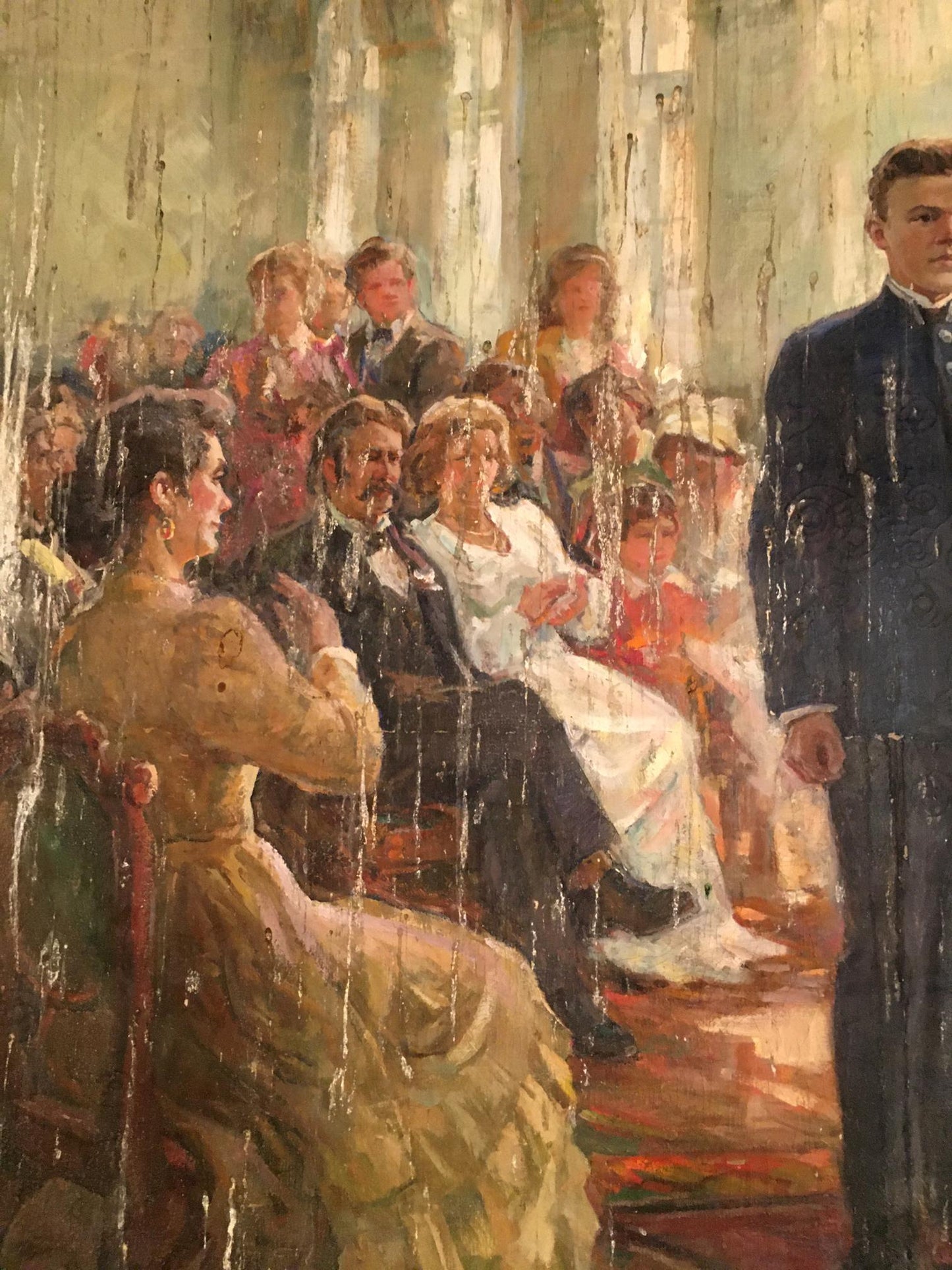 Oil painting Performance by Daniil Bednoshey elegant 19th-century gathering