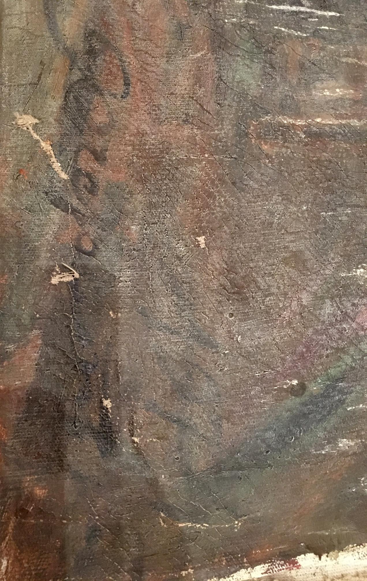 Weathered oil painting Performance by Daniil Bednoshey with cracked paint
