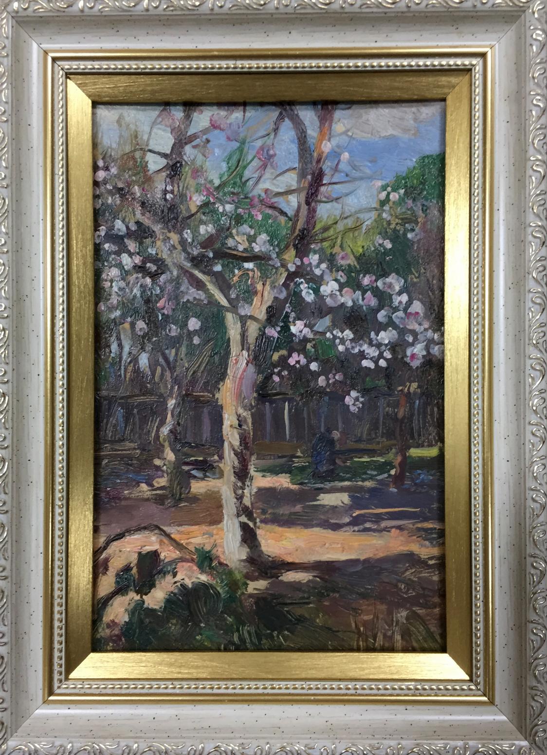 B. N. Yakovlev's oil painting depicts a front garden scene