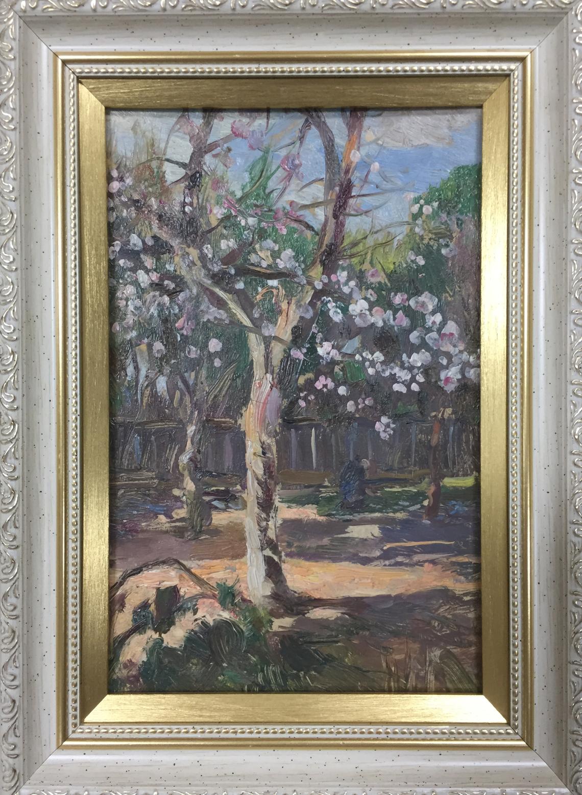 In his oil painting, Yakovlev B. N. captures the beauty of a front garden