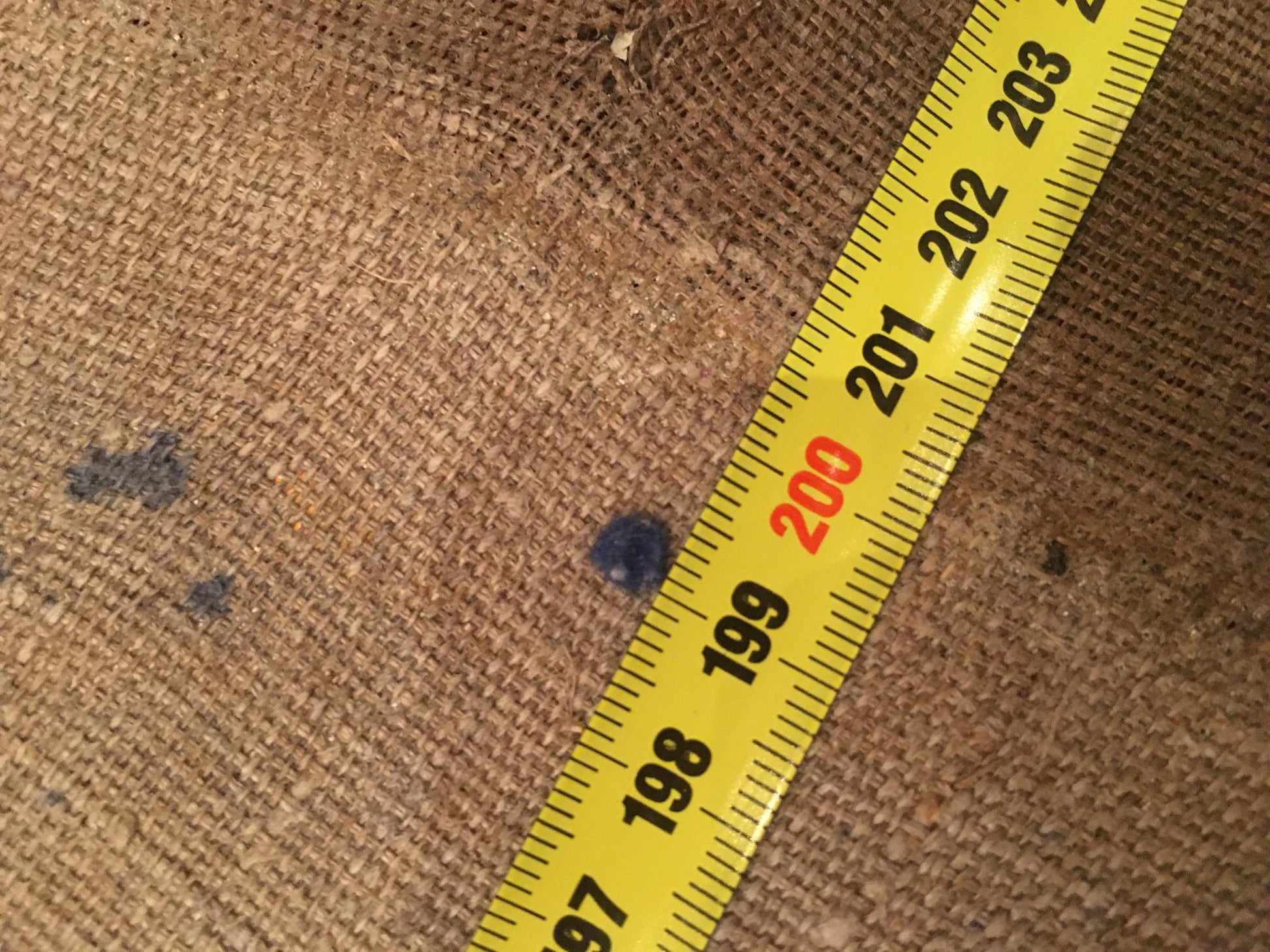 Yellow measuring tape on burlap in Oil painting Wedding Lizogub Konstantin