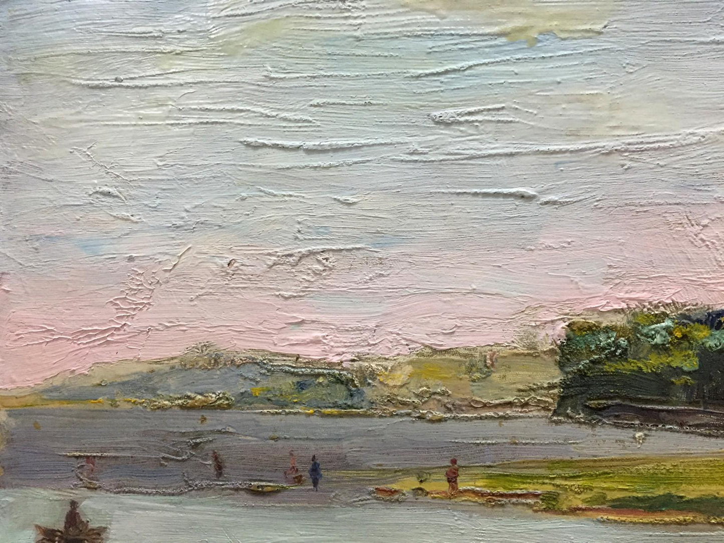 Oil painting of people by the river by Fedir Zotykovych Konovalyuk