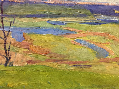 Vibrant impressionist Spring landscape oil painting by Moses Faybovich Gantman