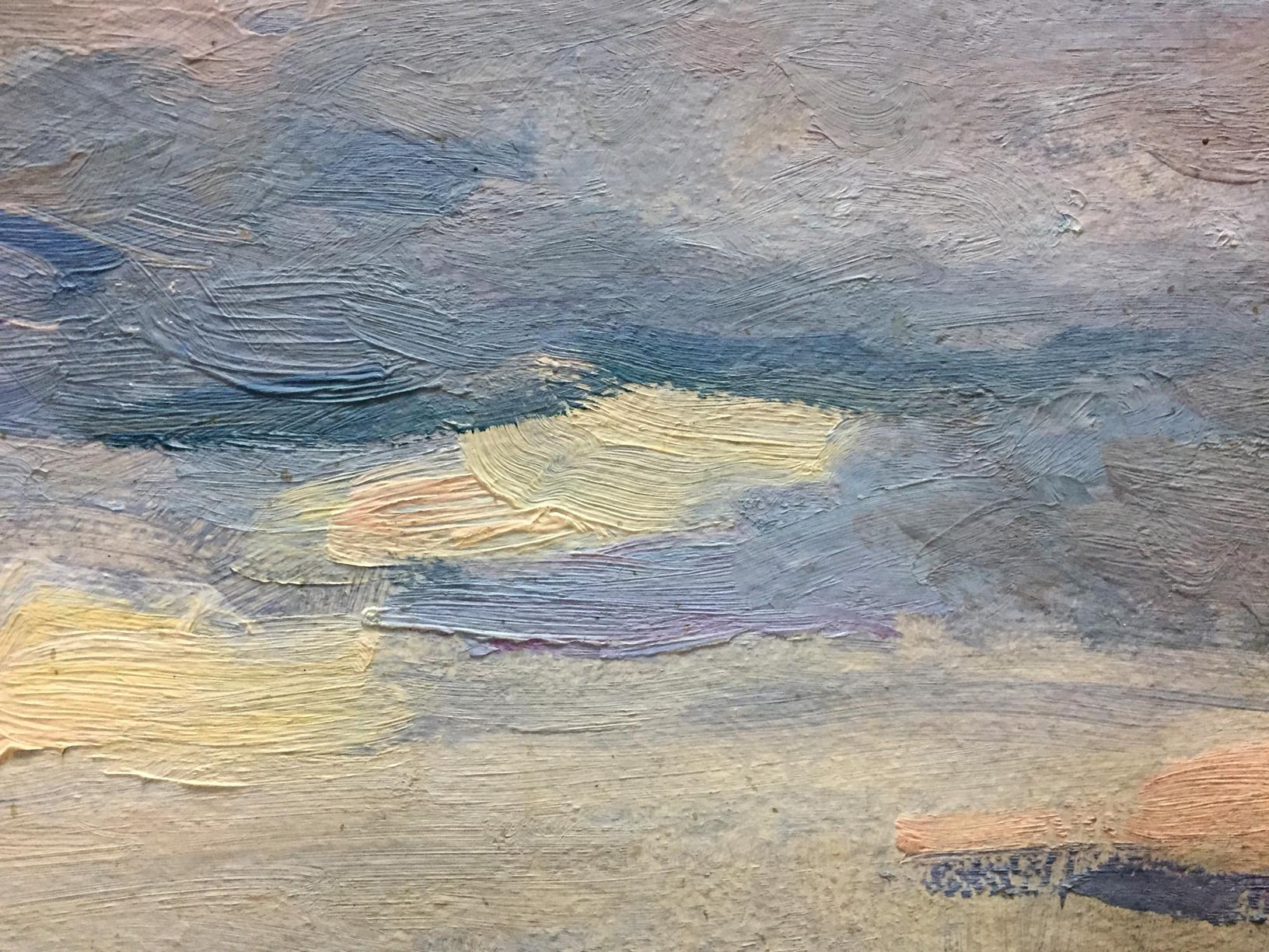 Oil painting Spring by Moses Faybovich Gantman, textured cloudy sky