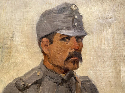 Oil painting of Hungarian soldier by Ivan Alekseevich Vladimirov