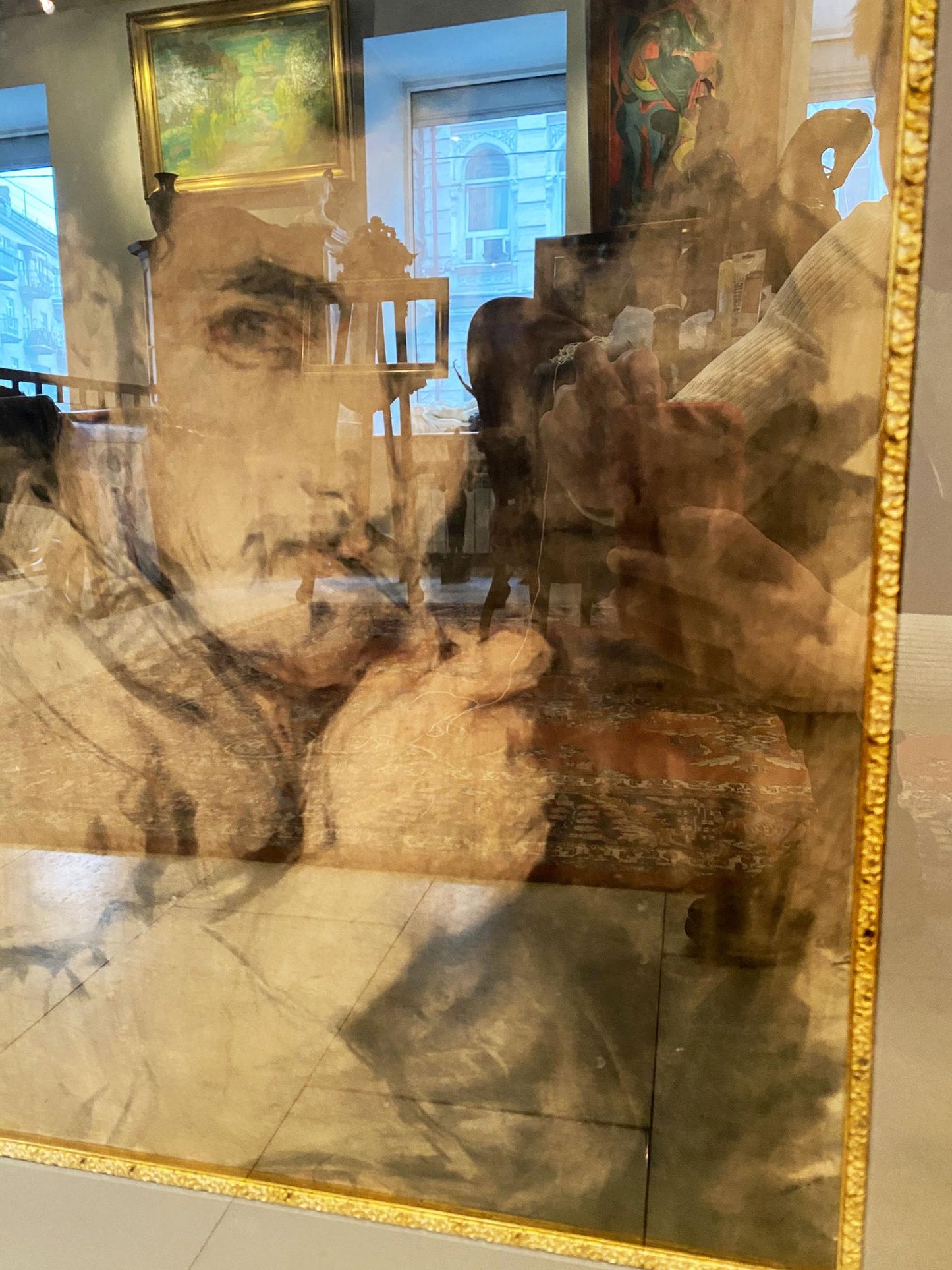 Framed portrait of man by Ilya Efimovich Repin in ornate gold frame