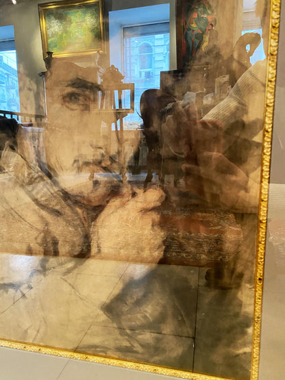 Framed portrait of man by Ilya Efimovich Repin in ornate gold frame