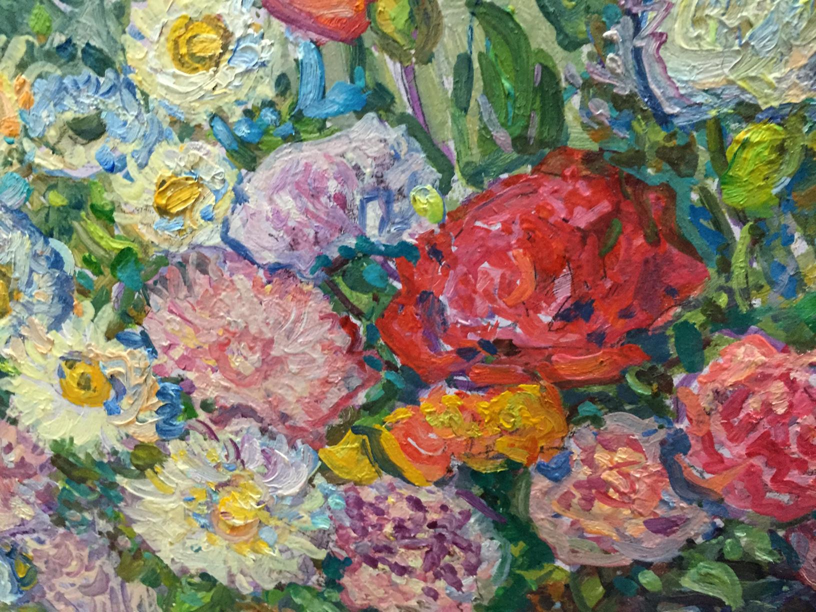 Vibrant impressionist oil painting by Ruban Grigory Savelievich with flowers