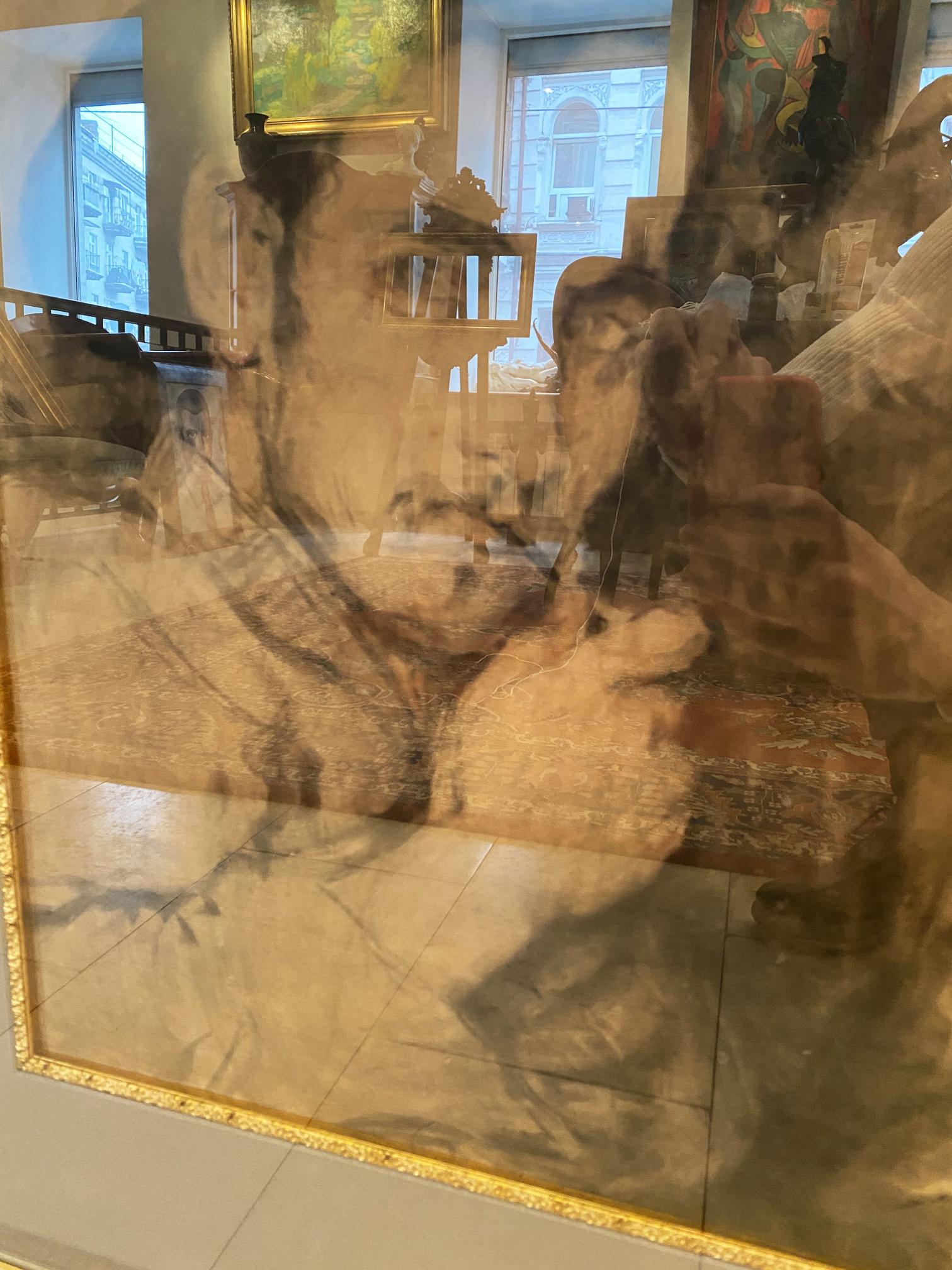 Framed Ilya Efimovich Repin portrait of a man in ornate gold frame