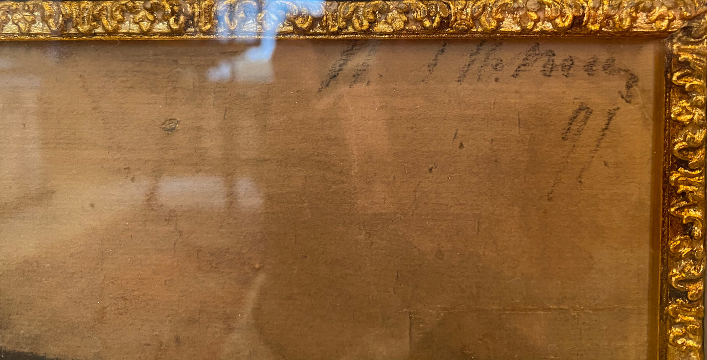 Back of Ilya Efimovich Repin man portrait in ornate gold frame
