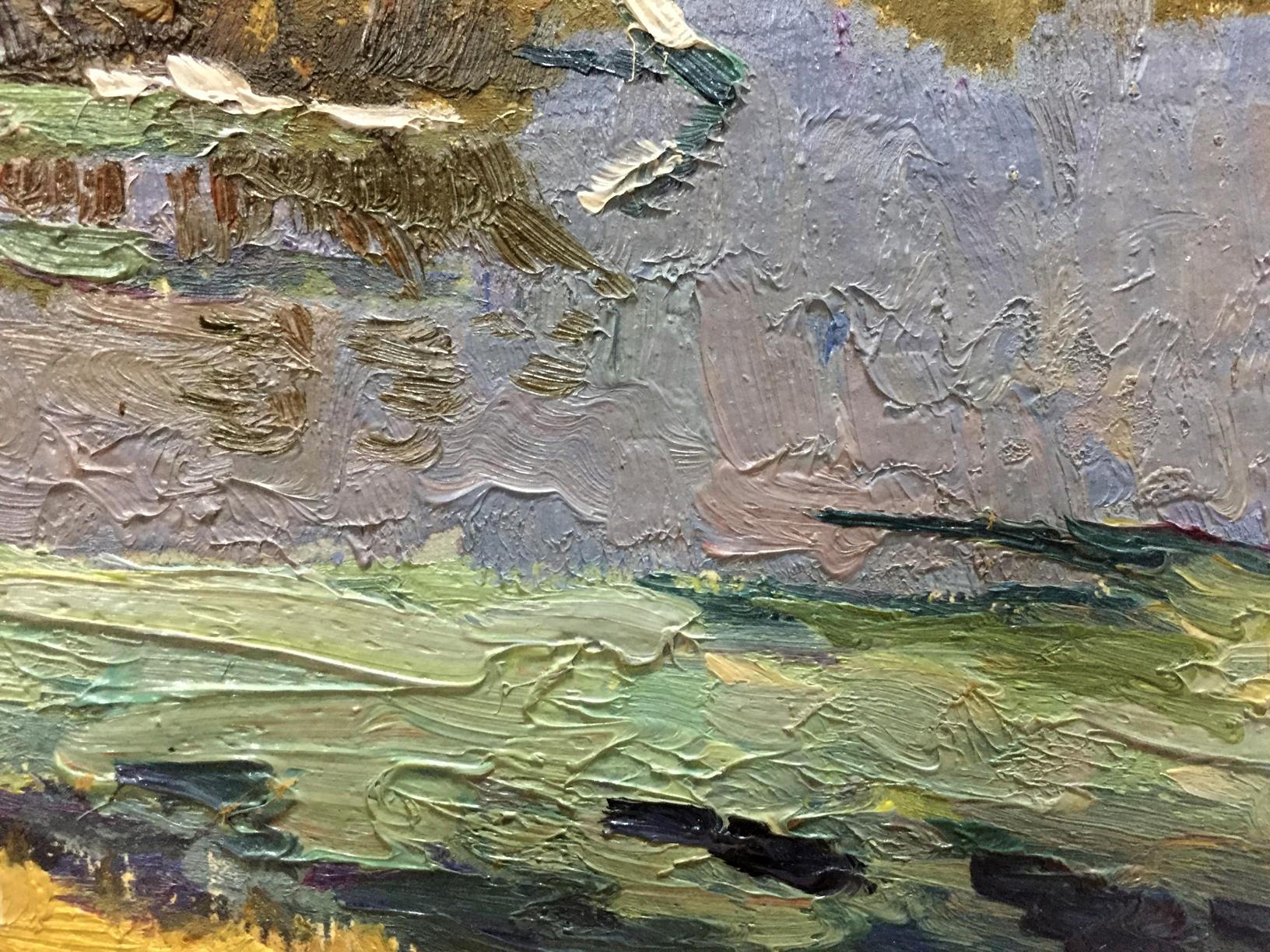 Oil painting Autumn time by Korzh Vladimir Demyanovich textured landscape
