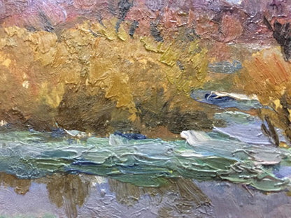 Oil painting Autumn time by Korzh Vladimir Demyanovich, impasto earthy tones