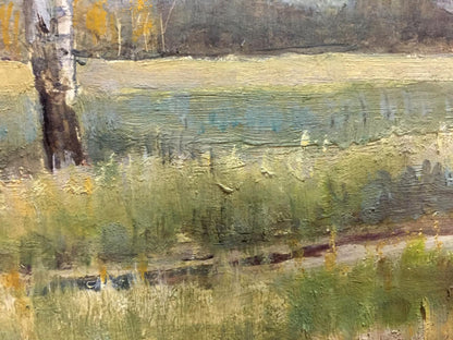 Oil painting of field near forest by Tereshchenko Vasily Alekseevich