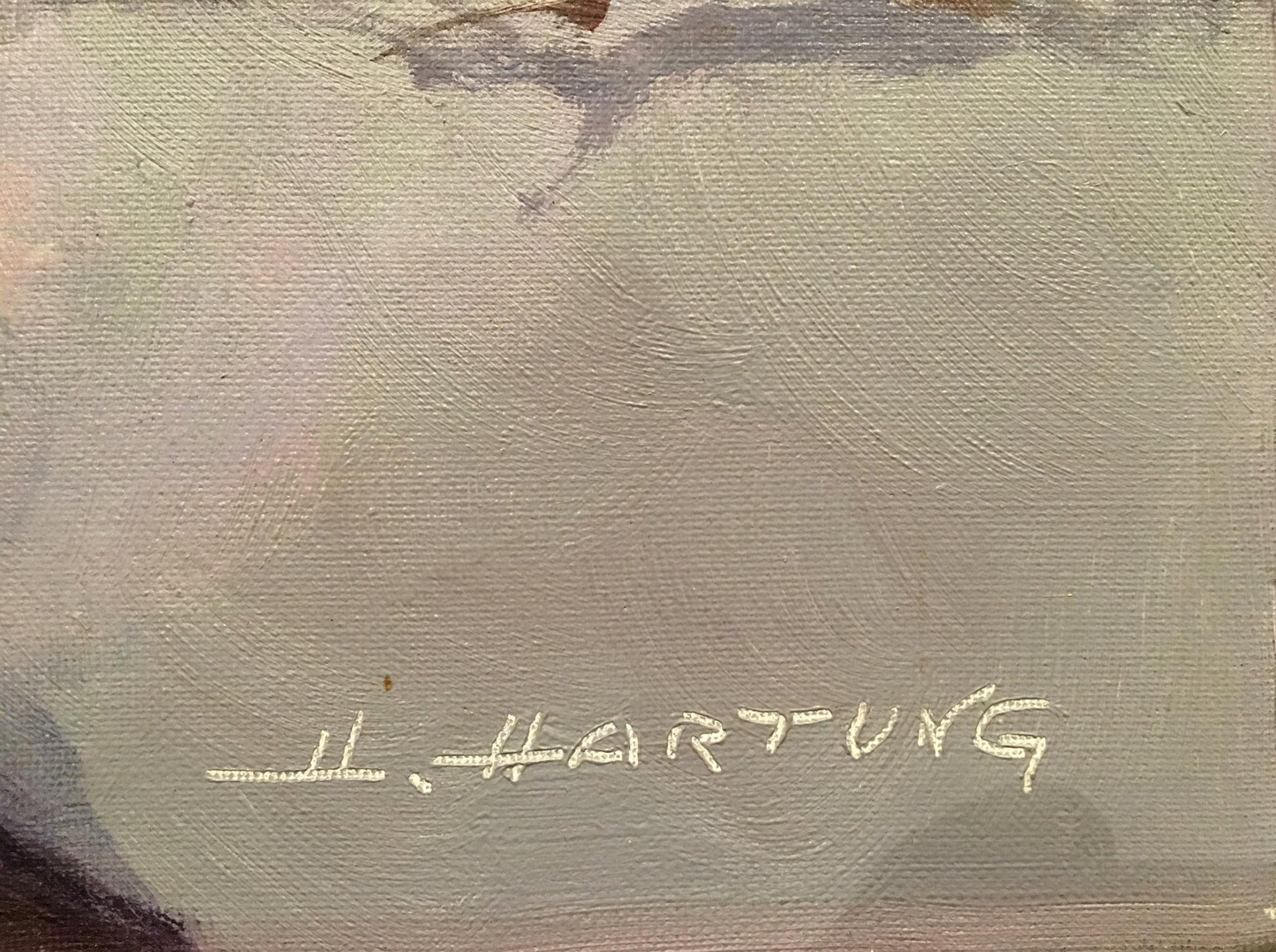 Signature h. on back of Heinrich Hartung oil painting Winter landscape
