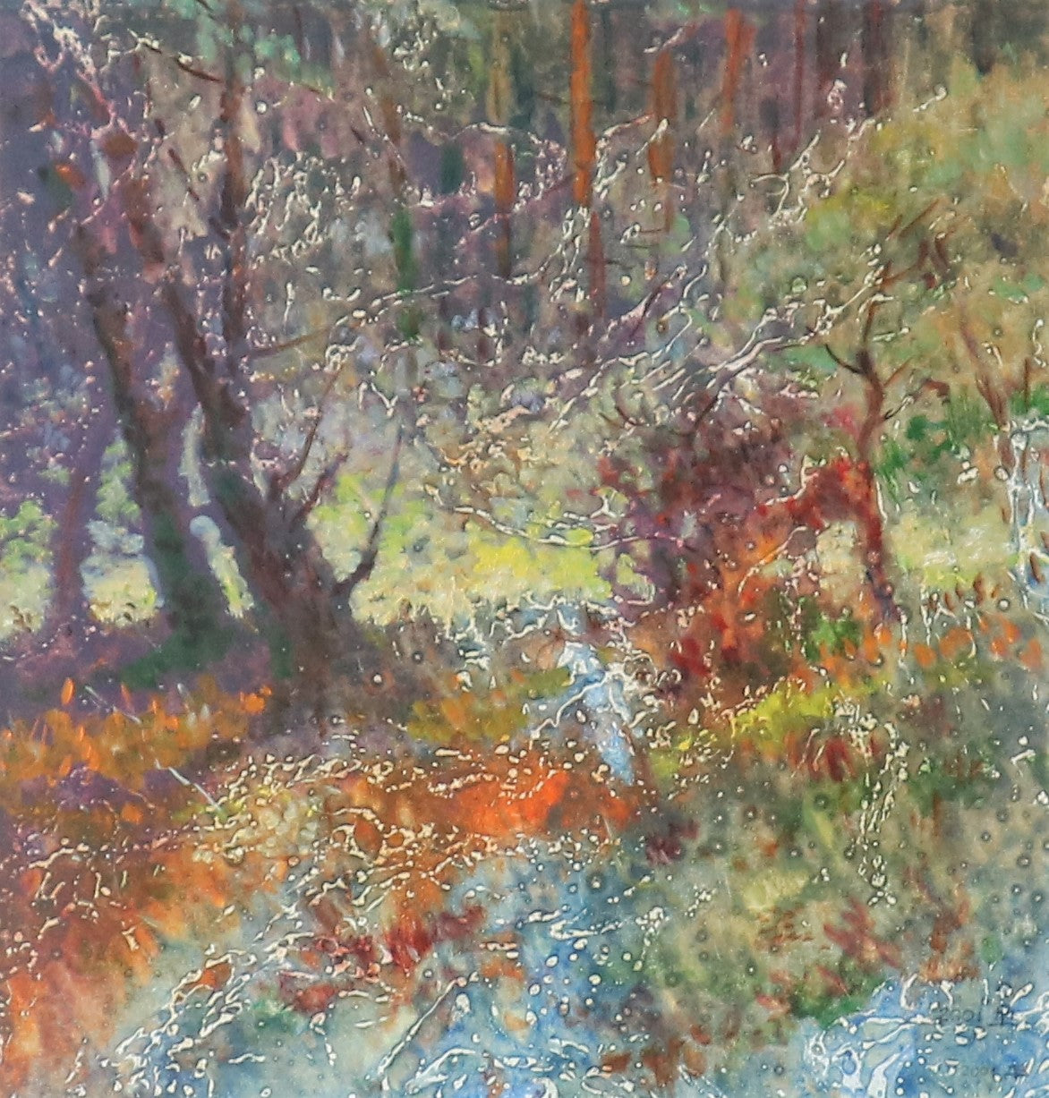Abstract impressionistic forest oil painting Like in fog by Vitaly Duhnevich