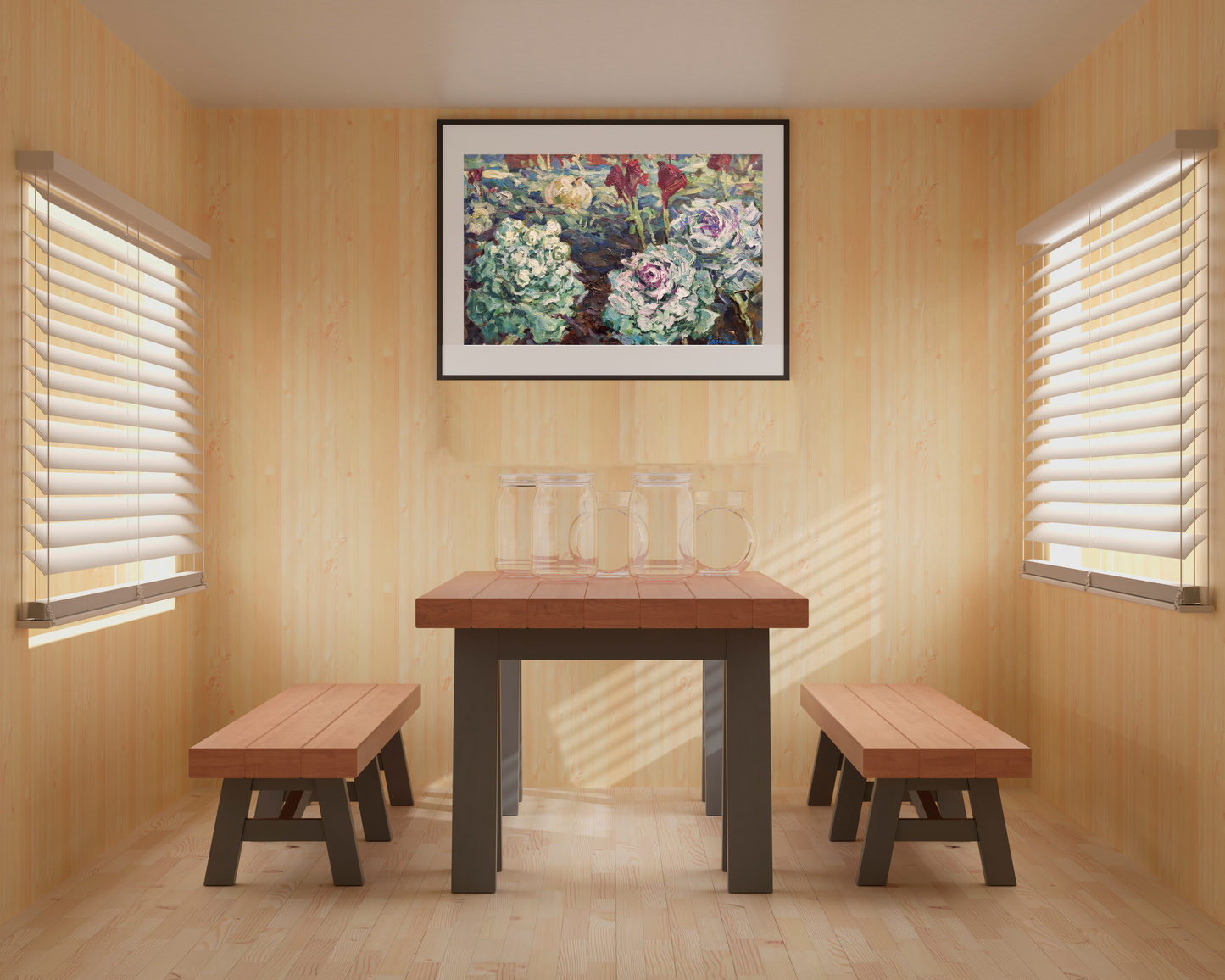 Oil painting of cabbage garden by Ivanyuk Alex on wooden table