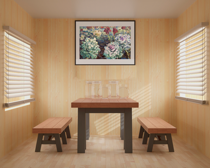 Oil painting of cabbage garden by Ivanyuk Alex on wooden table