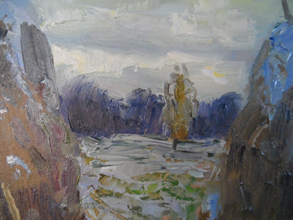 Oil Painting Village Nature Landscape 