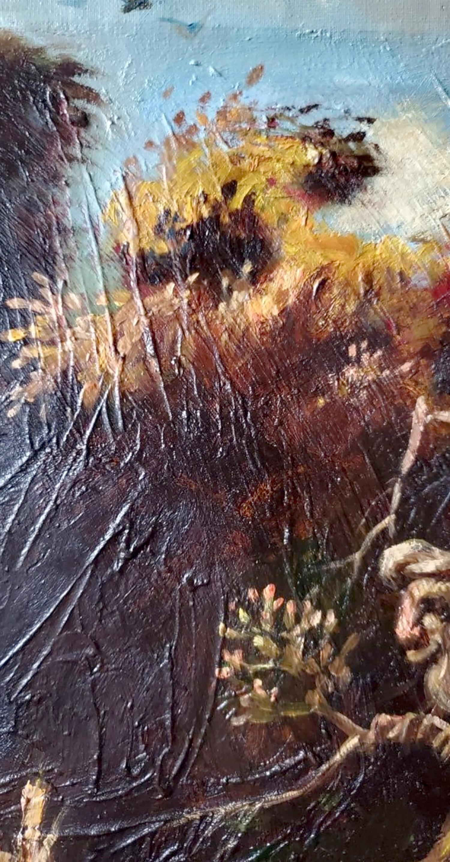 Oil painting The Fall of Icarus by Litvinov Daniil Olegovich, textured landscape