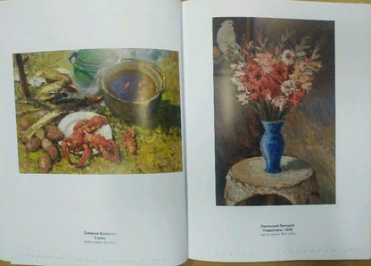 Oil painting by Smirnov Valentin Sergeevic of blue vase with pink white flowers
