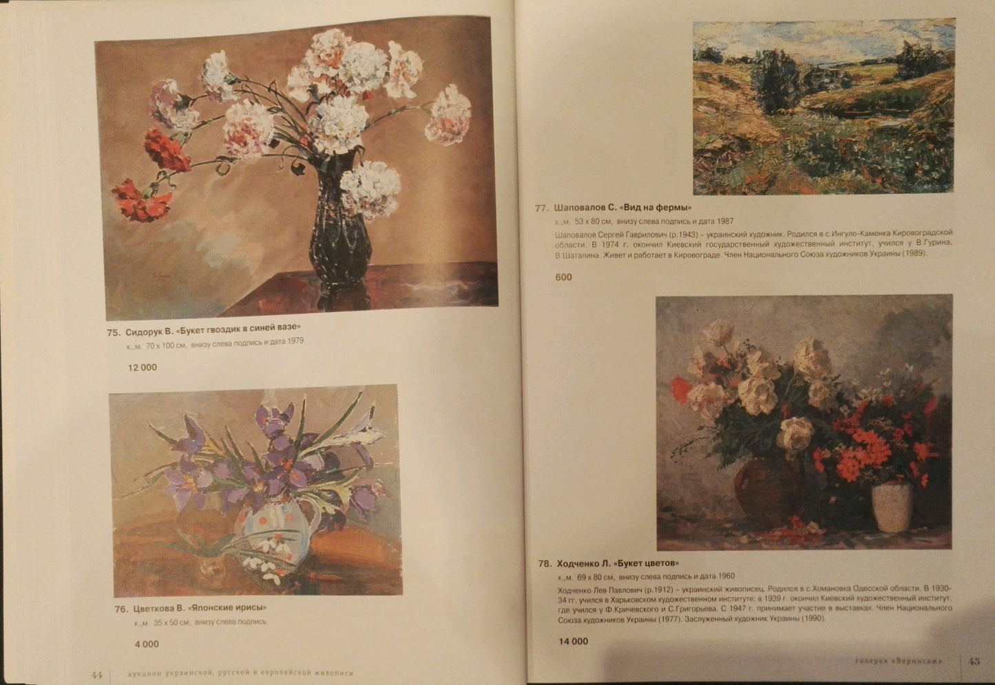 Oil painting of Khodchenko Lev Pavlovich flowers in dark textured glass vase