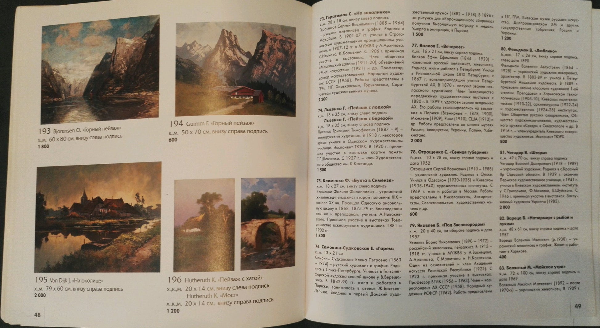 Open R. book page with item list in oil painting Far away Bjorensen O