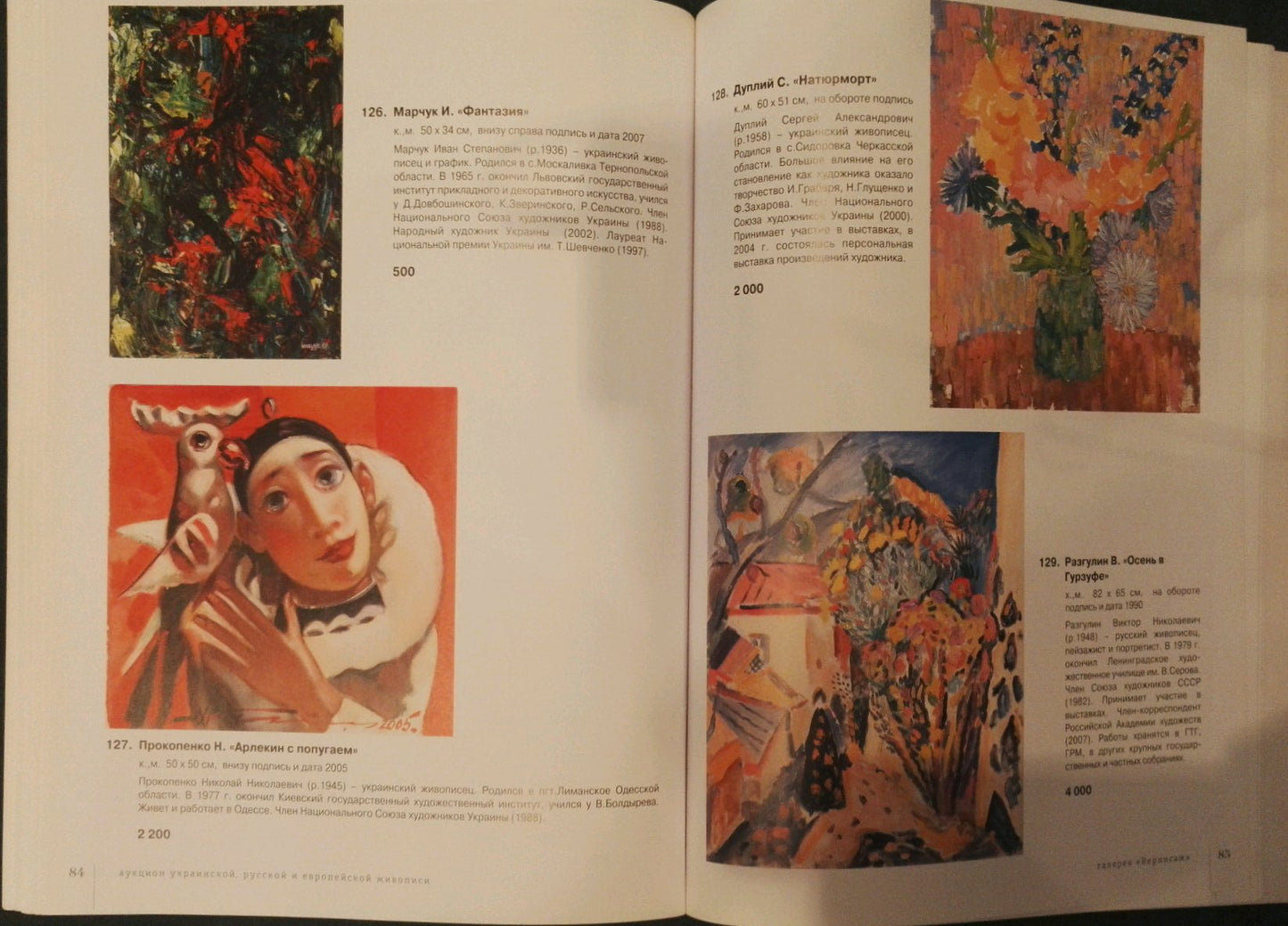 Art catalog spread of Nikolai Nikolaevich Prokopenko abstract oil portrait