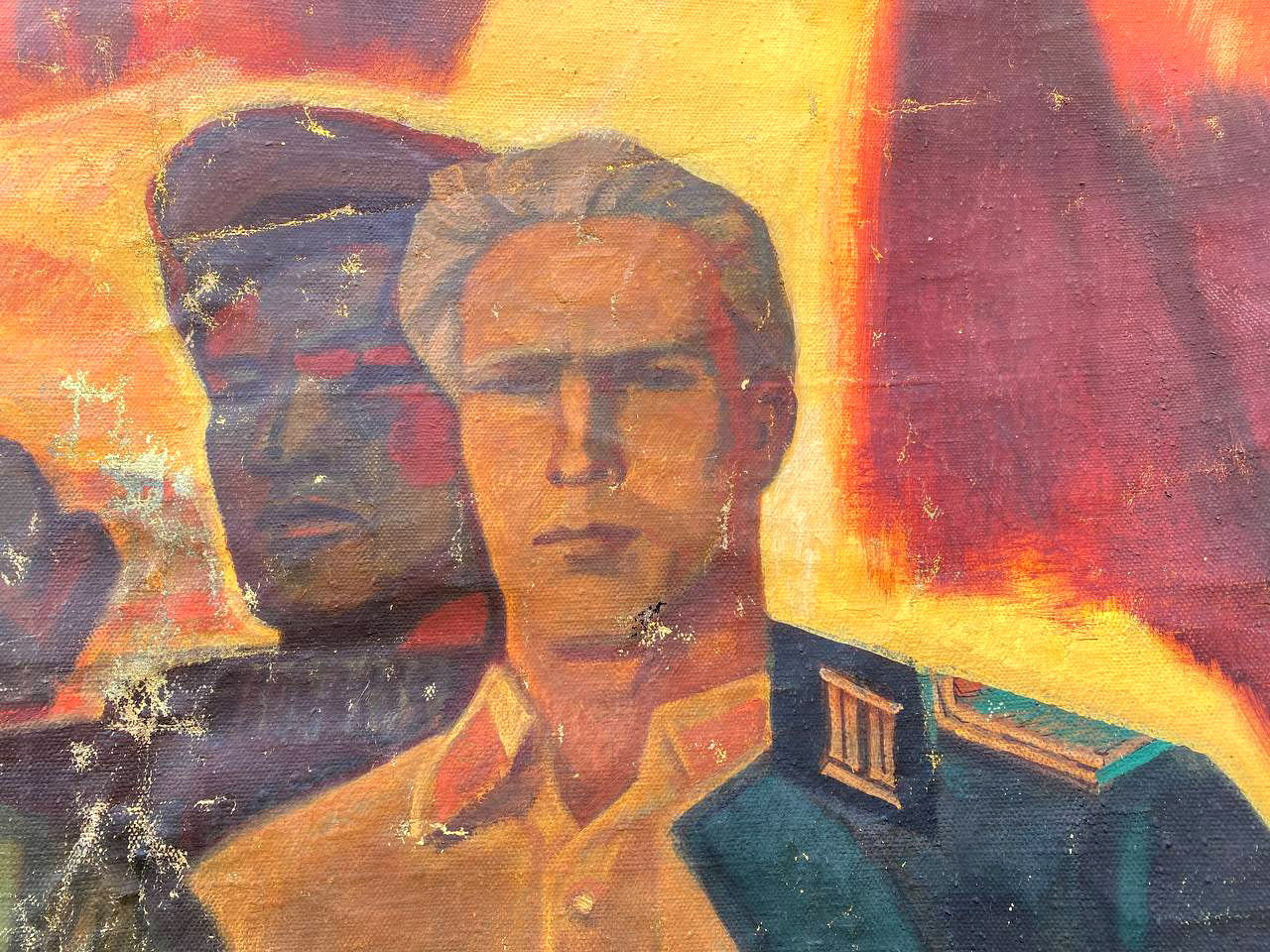 Social realism oil painting of Scout Kuznetsov by Dovzhenko Anatoly Ivanovich